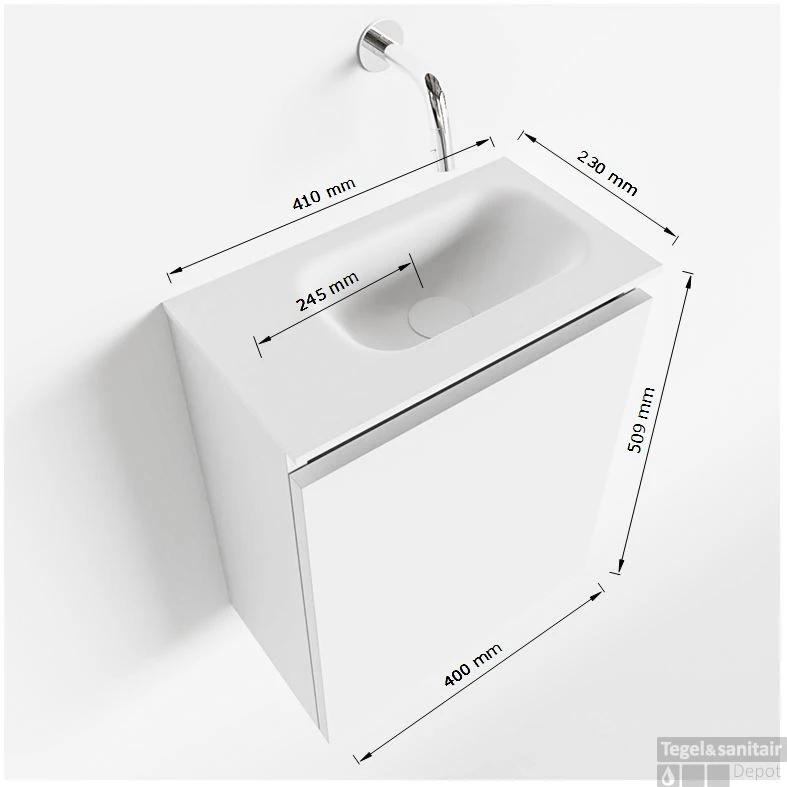 MONDIAZ TURE 40cm Toiletmeubel Fire. EDEN Wastafel Talc Rechts Geen Kraangat 5 MONDIAZ TURE 40cm Toiletmeubel Fire. EDEN Wastafel Talc Rechts Geen Kraangat - Afbeelding 5
