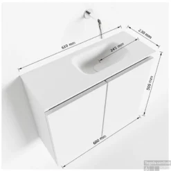 MONDIAZ TURE 60cm Toiletmeubel Smoke. EDEN Wastafel Urban Rechts 1 Kraangat -Zalig Baden Verkoopwinkel tekening ture 60 cm rechts 3182512613508 1