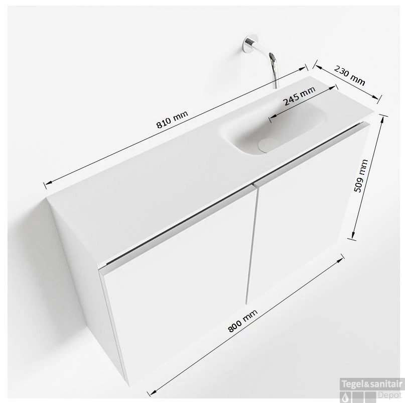 MONDIAZ TURE 80cm Toiletmeubel Smoke. EDEN Wastafel Talc Rechts Geen Kraangat 5 MONDIAZ TURE 80cm Toiletmeubel Smoke. EDEN Wastafel Talc Rechts Geen Kraangat - Afbeelding 5