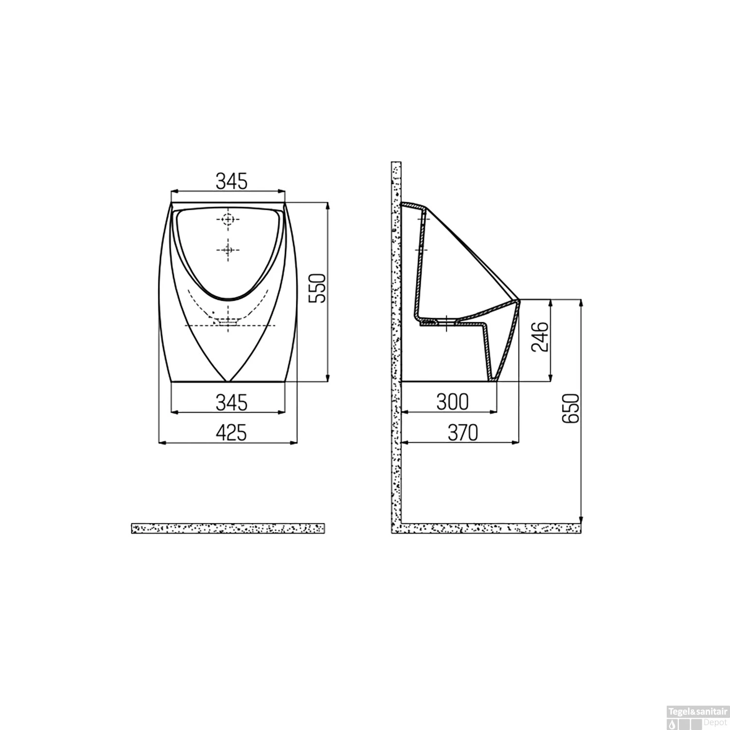 Urinoir Boss & Wessing Aloni 34x55 Cm Met Sensor Wit 2 Urinoir Boss & Wessing Aloni 34x55 Cm Met Sensor Wit - Afbeelding 2