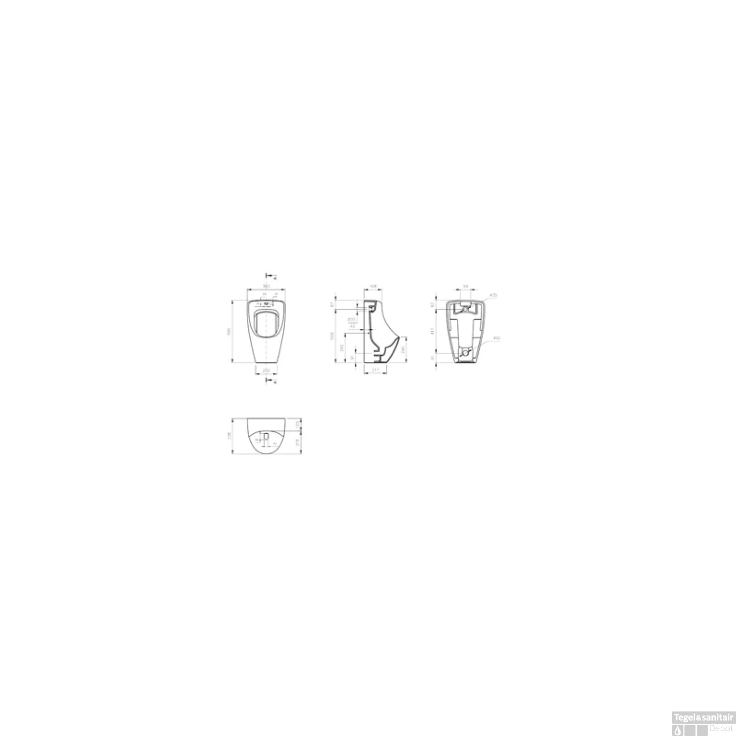 Urinoir Plieger Kansas Met Achterinlaat Wit 2 Urinoir Plieger Kansas Met Achterinlaat Wit - Afbeelding 2