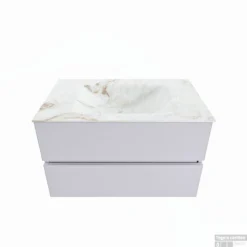 MONDIAZ VICA-DLUX 80cm Badmeubel Onderkast Cale 2 Lades. Inbouw Wastafel CLOUD Midden Zonder Kraangat, Kleur Frappe.