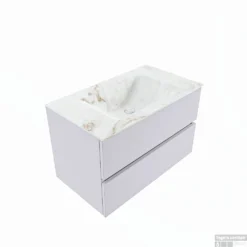 MONDIAZ VICA-DLUX 80cm Badmeubel Onderkast Cale 2 Lades. Inbouw Wastafel CLOUD Midden Zonder Kraangat, Kleur Frappe. -Zalig Baden Verkoopwinkel vica dluxe inbouw cloud frappe cale google 2 0004