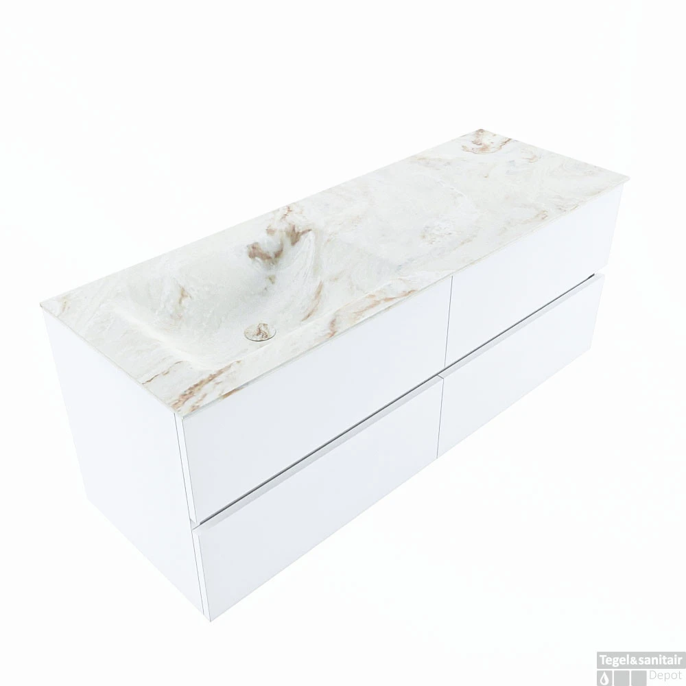 MONDIAZ VICA-DLUX 130cm Badmeubel Onderkast Talc 4 Lades. Inbouw Wastafel CLOUD Links 1 Kraangat, Kleur Frappe, En Spiegel Model SPOT 1 MONDIAZ VICA-DLUX 130cm Badmeubel Onderkast Talc 4 Lades. Inbouw Wastafel CLOUD Links 1 Kraangat, Kleur Frappe, En Spiegel Model SPOT