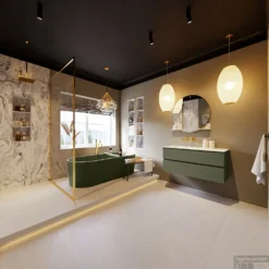 MONDIAZ VICA-DLUX 110cm Badmeubel Onderkast Army 2 Lades. Inbouw Wastafel CLOUD Links Zonder Kraangat, Kleur Glace, En Spiegel Model SPOT -Zalig Baden Verkoopwinkel vica dluxe inbouw cloud glace army totaal 0015 13132514377846