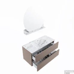 MONDIAZ VICA-DLUX 100cm Badmeubel Onderkast Smoke 2 Lades. Inbouw Wastafel CLOUD Midden Zonder Kraangat, Kleur Glace, En Spiegel Model SPOT -Zalig Baden Verkoopwinkel vica dluxe inbouw cloud glace smoke sp google 3 0008