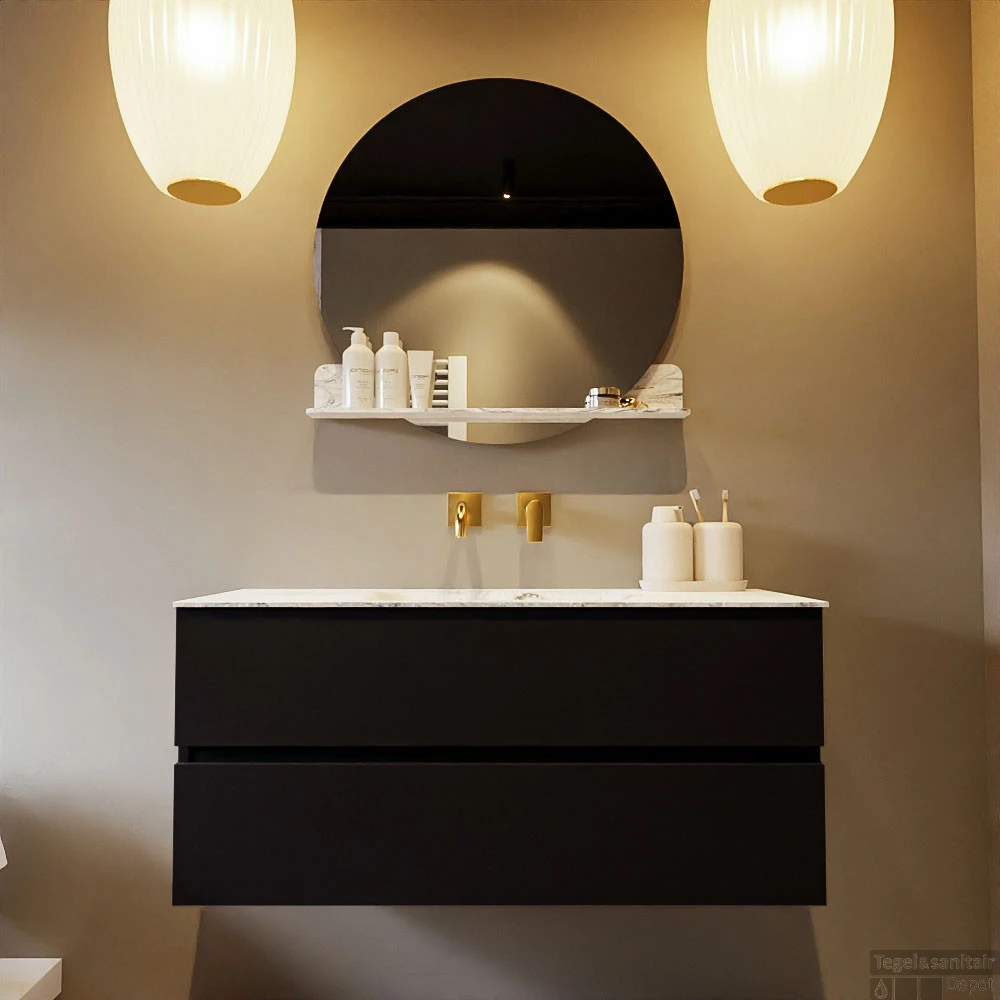 MONDIAZ VICA-DLUX 110cm Badmeubel Onderkast Urban 2 Lades. Inbouw Wastafel CLOUD Midden Zonder Kraangat, Kleur Glace. 6 MONDIAZ VICA-DLUX 110cm Badmeubel Onderkast Urban 2 Lades. Inbouw Wastafel CLOUD Midden Zonder Kraangat, Kleur Glace. - Afbeelding 6