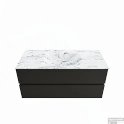 MONDIAZ VICA-DLUX 110cm Badmeubel Onderkast Urban 2 Lades. Inbouw Wastafel CLOUD Midden Zonder Kraangat, Kleur Glace.