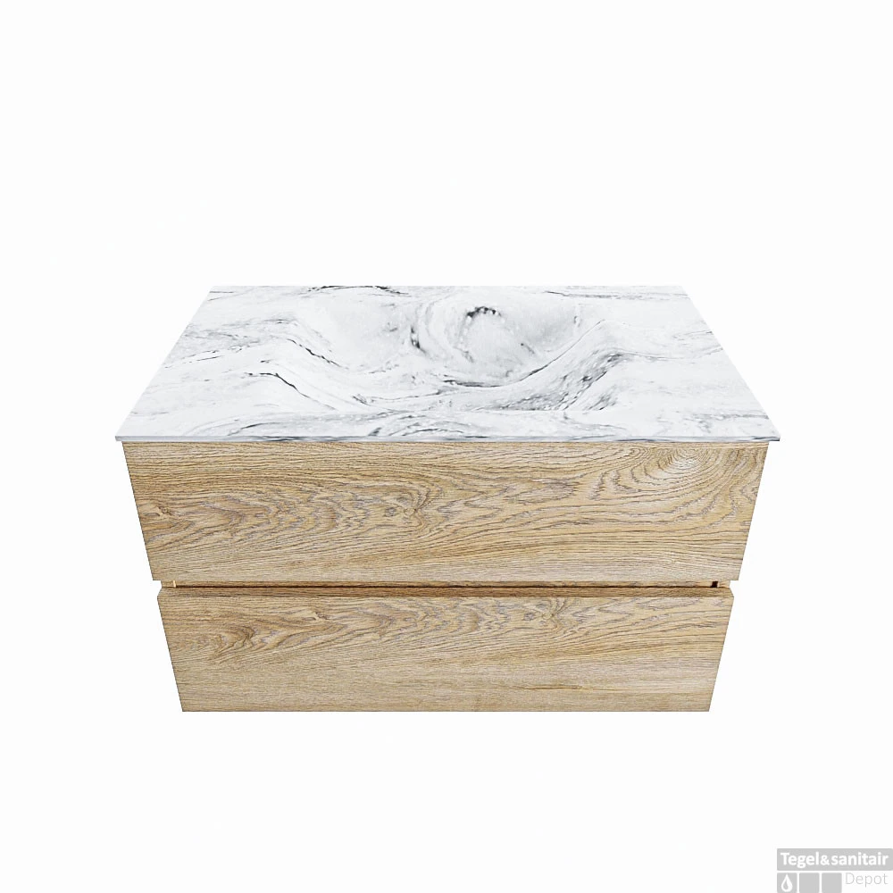 MONDIAZ VICA-DLUX 80cm Badmeubel Onderkast Washed Oak 2 Lades. Inbouw Wastafel CLOUD Midden Zonder Kraangat, Kleur Glace. 1 MONDIAZ VICA-DLUX 80cm Badmeubel Onderkast Washed Oak 2 Lades. Inbouw Wastafel CLOUD Midden Zonder Kraangat, Kleur Glace.