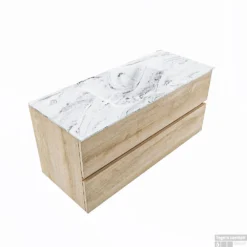 MONDIAZ VICA-DLUX 110cm Badmeubel Onderkast Washed Oak 2 Lades. Inbouw Wastafel CLOUD Midden 1 Kraangat, Kleur Glace. -Zalig Baden Verkoopwinkel vica dluxe inbouw cloud glace washed oak google 2 0017