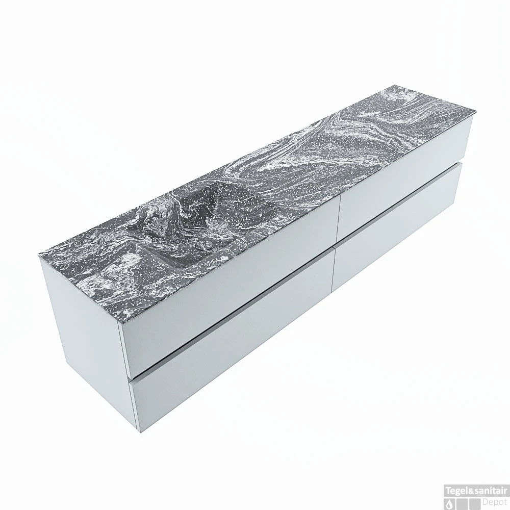 MONDIAZ VICA-DLUX 200cm Badmeubel Onderkast Clay 4 Lades. Inbouw Wastafel CLOUD Links 1 Kraangat, Kleur Lava. 4 MONDIAZ VICA-DLUX 200cm Badmeubel Onderkast Clay 4 Lades. Inbouw Wastafel CLOUD Links 1 Kraangat, Kleur Lava. - Afbeelding 4