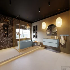 MONDIAZ VICA-DLUX 100cm Badmeubel Onderkast Clay 2 Lades. Inbouw Wastafel CLOUD Midden 1 Kraangat, Kleur Lava, En Spiegel Model SPOT -Zalig Baden Verkoopwinkel vica dluxe inbouw cloud lava clay totaal 0011 13132514389466