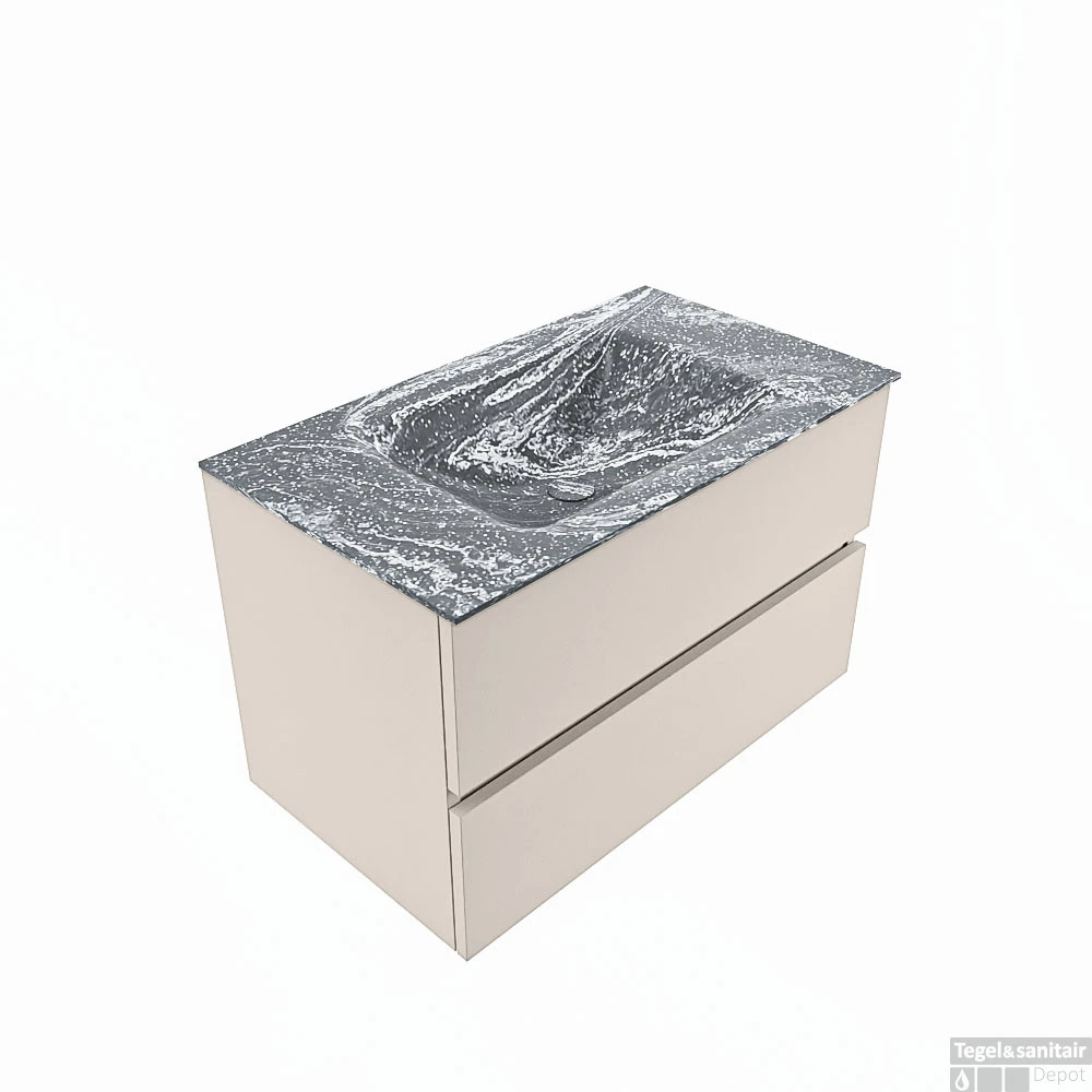 MONDIAZ VICA-DLUX 80cm Badmeubel Onderkast Linen 2 Lades. Inbouw Wastafel CLOUD Midden Zonder Kraangat, Kleur Lava. 4 MONDIAZ VICA-DLUX 80cm Badmeubel Onderkast Linen 2 Lades. Inbouw Wastafel CLOUD Midden Zonder Kraangat, Kleur Lava. - Afbeelding 4