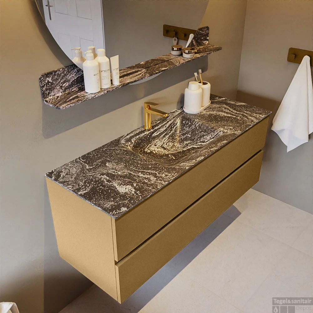 MONDIAZ VICA-DLUX 130cm Badmeubel Onderkast Oro 2 Lades. Inbouw Wastafel CLOUD Midden 1 Kraangat, Kleur Lava, En Spiegel Model SPOT 5 MONDIAZ VICA-DLUX 130cm Badmeubel Onderkast Oro 2 Lades. Inbouw Wastafel CLOUD Midden 1 Kraangat, Kleur Lava, En Spiegel Model SPOT - Afbeelding 5