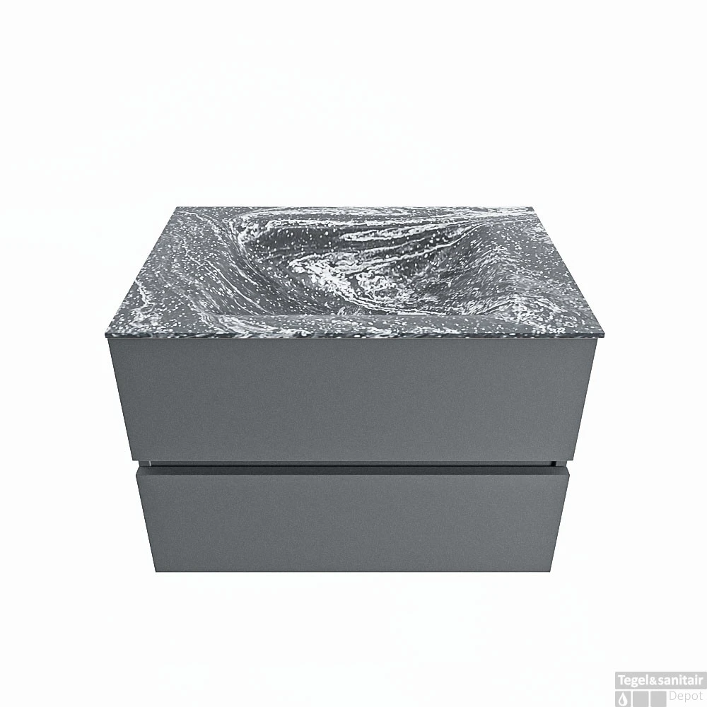 MONDIAZ VICA-DLUX 70cm Badmeubel Onderkast Plata 2 Lades. Inbouw Wastafel CLOUD Midden Zonder Kraangat, Kleur Lava, En Spiegel Model SPOT 2 MONDIAZ VICA-DLUX 70cm Badmeubel Onderkast Plata 2 Lades. Inbouw Wastafel CLOUD Midden Zonder Kraangat, Kleur Lava, En Spiegel Model SPOT - Afbeelding 2