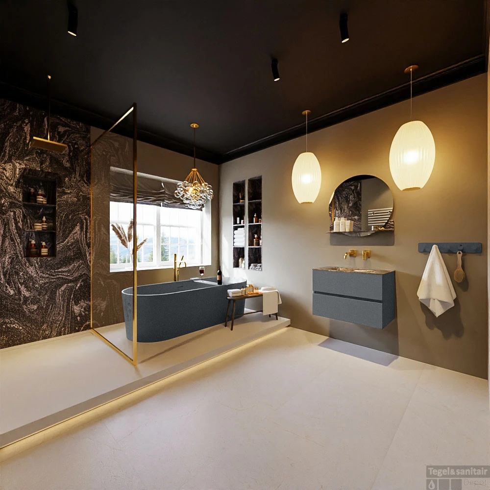 MONDIAZ VICA-DLUX 70cm Badmeubel Onderkast Plata 2 Lades. Inbouw Wastafel CLOUD Midden Zonder Kraangat, Kleur Lava, En Spiegel Model SPOT 7 MONDIAZ VICA-DLUX 70cm Badmeubel Onderkast Plata 2 Lades. Inbouw Wastafel CLOUD Midden Zonder Kraangat, Kleur Lava, En Spiegel Model SPOT - Afbeelding 7