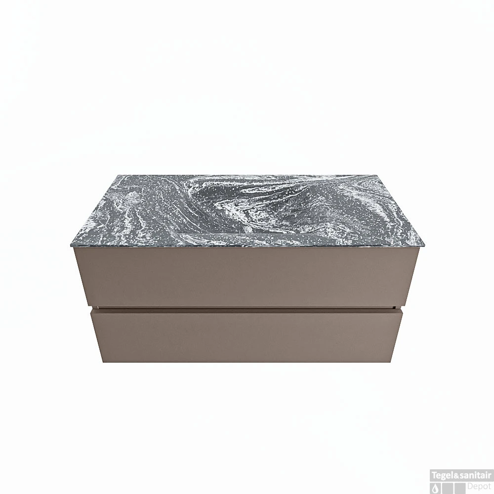 MONDIAZ VICA-DLUX 100cm Badmeubel Onderkast Smoke 2 Lades. Inbouw Wastafel CLOUD Midden 1 Kraangat, Kleur Lava. 1 MONDIAZ VICA-DLUX 100cm Badmeubel Onderkast Smoke 2 Lades. Inbouw Wastafel CLOUD Midden 1 Kraangat, Kleur Lava.