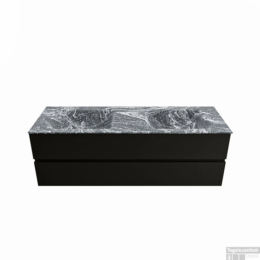 MONDIAZ VICA-DLUX 150cm Badmeubel Onderkast Urban 2 Lades. Inbouw Wastafel CLOUD Dubbel 2 Kraangaten, Kleur Lava, En Spiegel Model SPOT 2 MONDIAZ VICA-DLUX 150cm Badmeubel Onderkast Urban 2 Lades. Inbouw Wastafel CLOUD Dubbel 2 Kraangaten, Kleur Lava, En Spiegel Model SPOT - Afbeelding 2