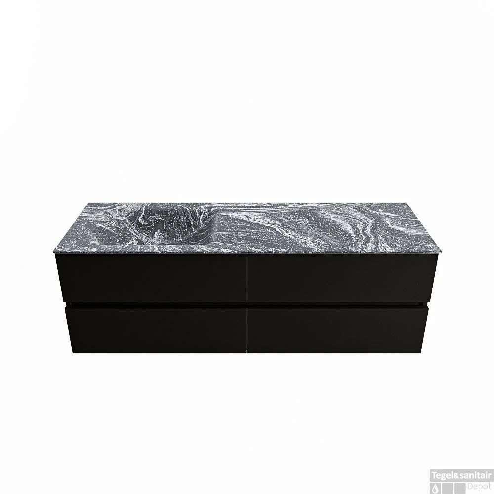 MONDIAZ VICA-DLUX 150cm Badmeubel Onderkast Urban 4 Lades. Inbouw Wastafel CLOUD Links 1 Kraangat, Kleur Lava, En Spiegel Model SPOT 2 MONDIAZ VICA-DLUX 150cm Badmeubel Onderkast Urban 4 Lades. Inbouw Wastafel CLOUD Links 1 Kraangat, Kleur Lava, En Spiegel Model SPOT - Afbeelding 2