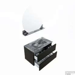 MONDIAZ VICA-DLUX 80cm Badmeubel Onderkast Urban 2 Lades. Inbouw Wastafel CLOUD Midden Zonder Kraangat, Kleur Lava, En Spiegel Model SPOT -Zalig Baden Verkoopwinkel vica dluxe inbouw cloud lava urban sp google 3 0004