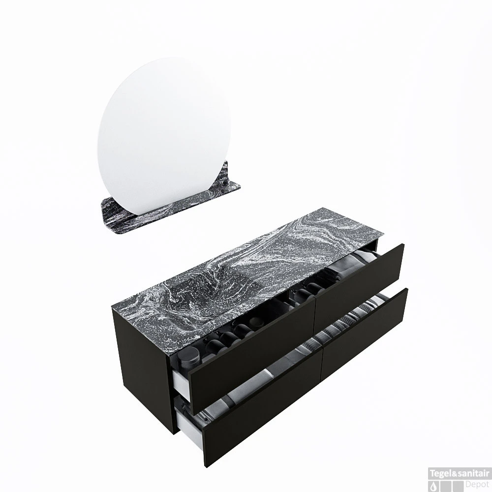 MONDIAZ VICA-DLUX 150cm Badmeubel Onderkast Urban 4 Lades. Inbouw Wastafel CLOUD Links 1 Kraangat, Kleur Lava, En Spiegel Model SPOT 4 MONDIAZ VICA-DLUX 150cm Badmeubel Onderkast Urban 4 Lades. Inbouw Wastafel CLOUD Links 1 Kraangat, Kleur Lava, En Spiegel Model SPOT - Afbeelding 4