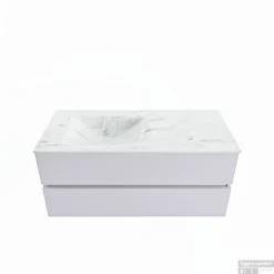 MONDIAZ VICA-DLUX 110cm Badmeubel Onderkast Cale 2 Lades. Inbouw Wastafel CLOUD Links Zonder Kraangat, Kleur Opalo.