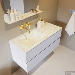 MONDIAZ VICA-DLUX 110cm Badmeubel Onderkast Cale 2 Lades. Inbouw Wastafel CLOUD Links Zonder Kraangat, Kleur Opalo. -Zalig Baden Verkoopwinkel vica dluxe inbouw cloud opalo cale side2 0015 13132514382283