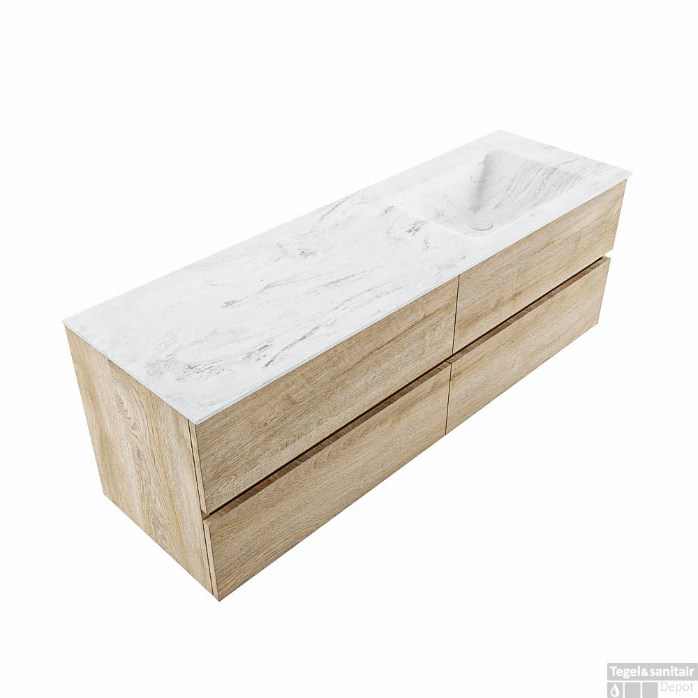 MONDIAZ VICA-DLUX 150cm Badmeubel Onderkast Washed Oak 4 Lades. Inbouw Wastafel CLOUD Rechts 1 Kraangat, Kleur Opalo, En Spiegel Model SPOT 1 MONDIAZ VICA-DLUX 150cm Badmeubel Onderkast Washed Oak 4 Lades. Inbouw Wastafel CLOUD Rechts 1 Kraangat, Kleur Opalo, En Spiegel Model SPOT