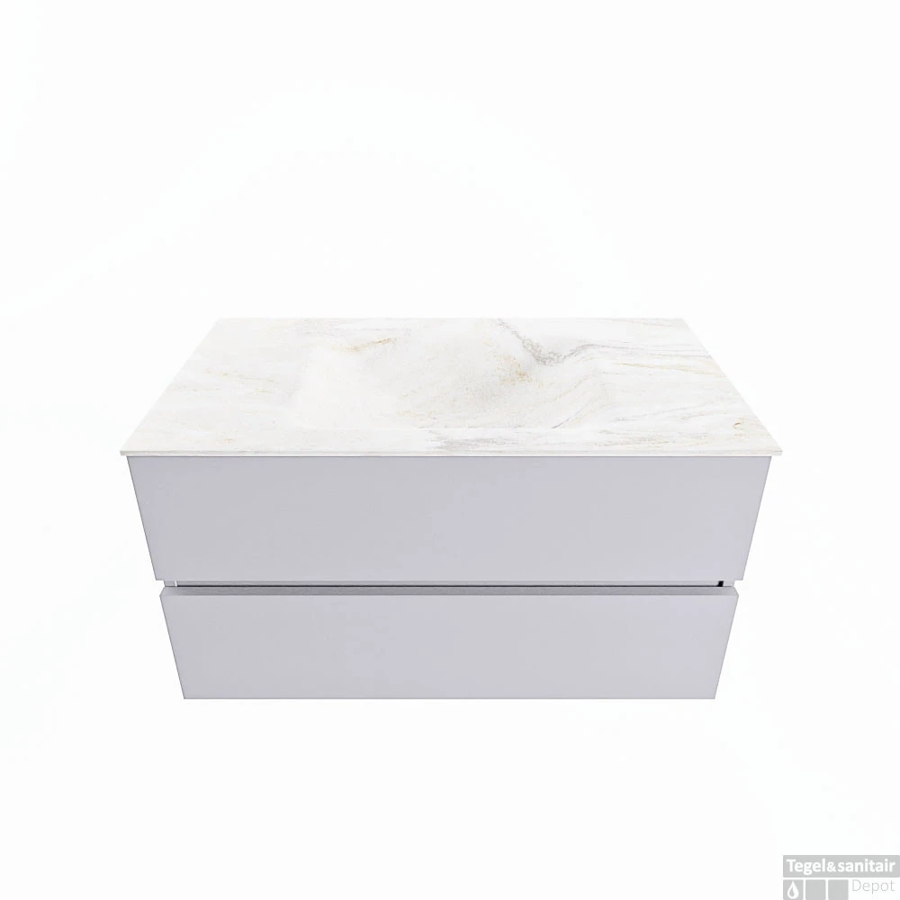 MONDIAZ VICA-DLUX 90cm Badmeubel Onderkast Cale 2 Lades. Inbouw Wastafel CLOUD Midden 1 Kraangat, Kleur Ostra. 1 MONDIAZ VICA-DLUX 90cm Badmeubel Onderkast Cale 2 Lades. Inbouw Wastafel CLOUD Midden 1 Kraangat, Kleur Ostra.