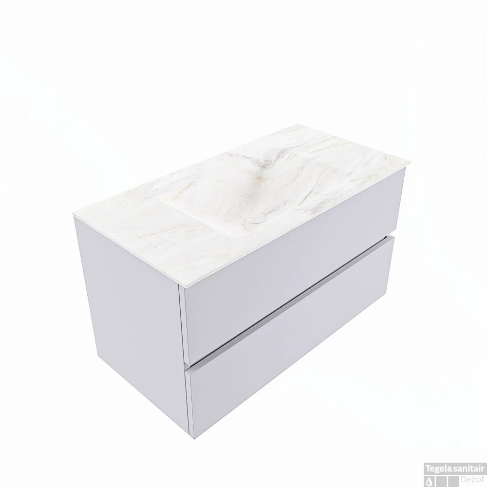 MONDIAZ VICA-DLUX 90cm Badmeubel Onderkast Cale 2 Lades. Inbouw Wastafel CLOUD Midden 1 Kraangat, Kleur Ostra. 4 MONDIAZ VICA-DLUX 90cm Badmeubel Onderkast Cale 2 Lades. Inbouw Wastafel CLOUD Midden 1 Kraangat, Kleur Ostra. - Afbeelding 4