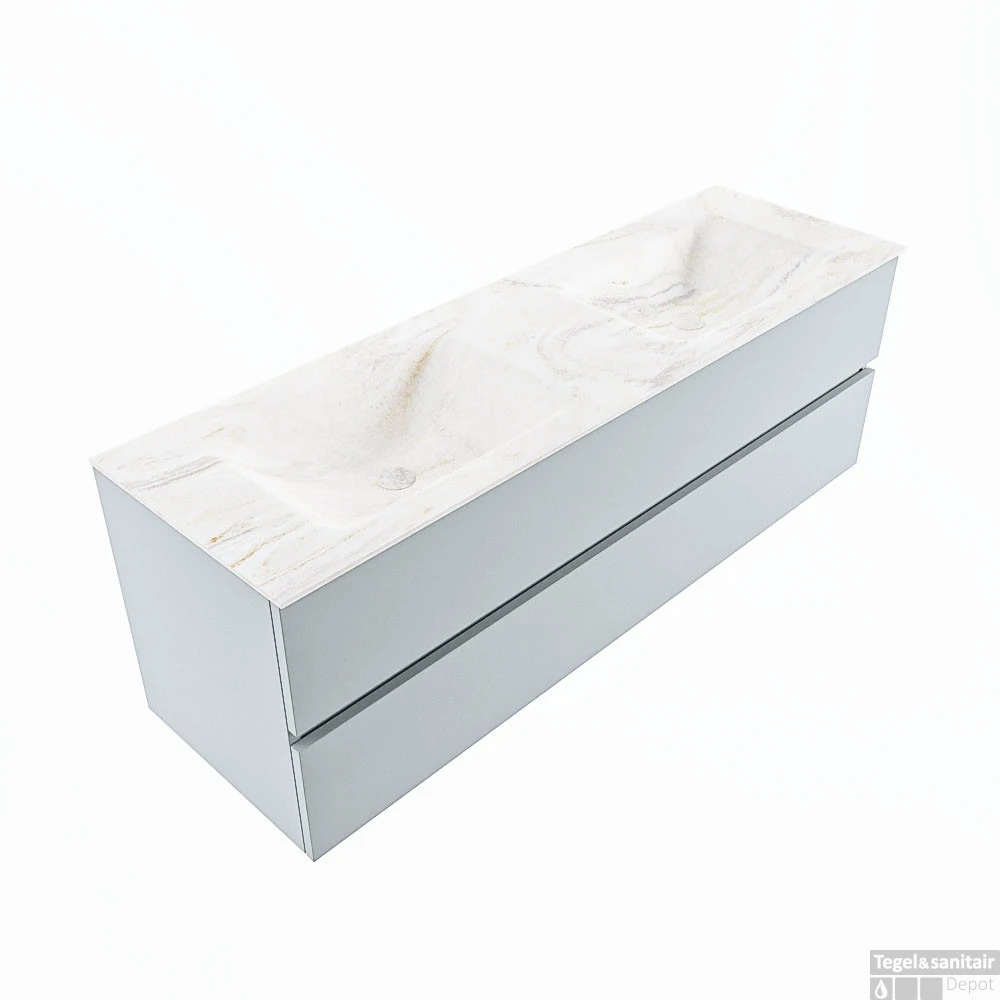 MONDIAZ VICA-DLUX 150cm Badmeubel Onderkast Clay 2 Lades. Inbouw Wastafel CLOUD Dubbel 2 Kraangaten, Kleur Ostra, En Spiegel Model SPOT 1 MONDIAZ VICA-DLUX 150cm Badmeubel Onderkast Clay 2 Lades. Inbouw Wastafel CLOUD Dubbel 2 Kraangaten, Kleur Ostra, En Spiegel Model SPOT