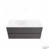 MONDIAZ VICA-DLUX 110cm Badmeubel Onderkast Dark Grey 2 Lades. Inbouw Wastafel CLOUD Links Zonder Kraangat, Kleur Ostra.