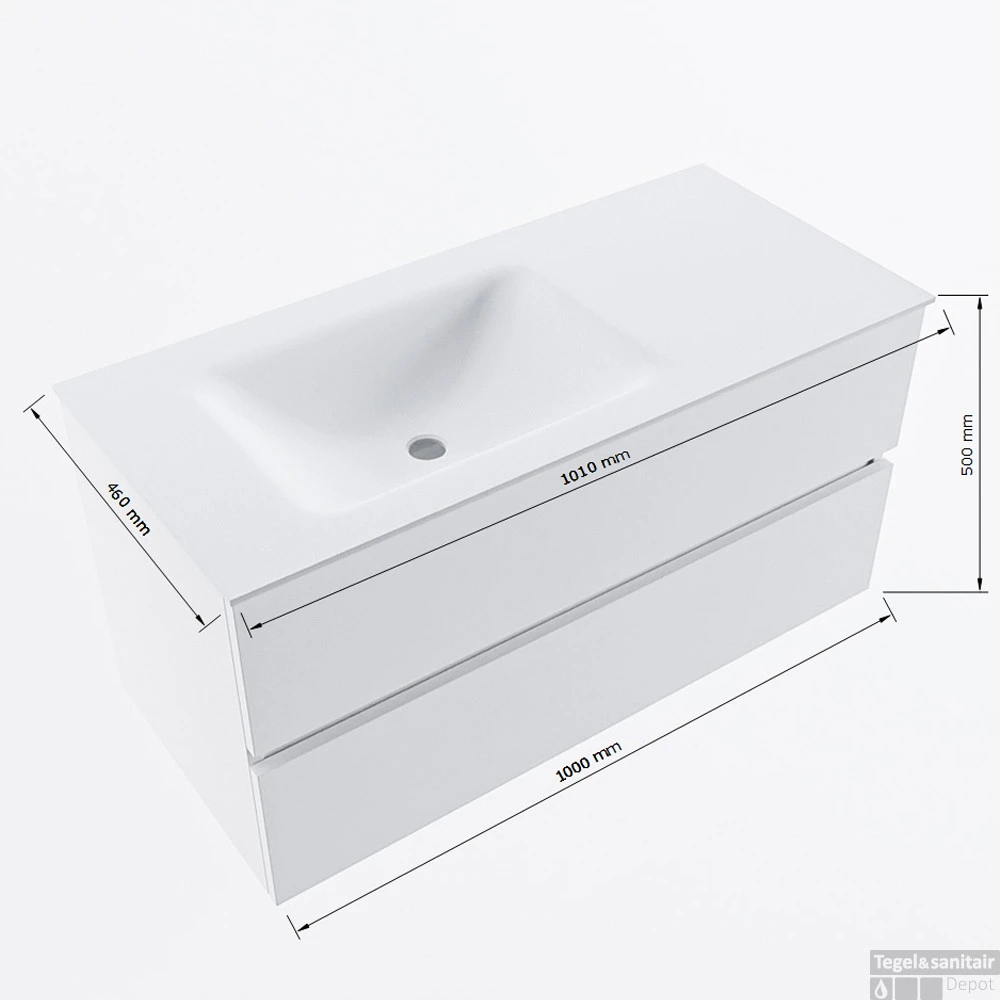 MONDIAZ VICA-DLUX 100cm Badmeubel Onderkast Clay 2 Lades. Inbouw Wastafel CLOUD Links Zonder Kraangat, Kleur Frappe. 7 MONDIAZ VICA-DLUX 100cm Badmeubel Onderkast Clay 2 Lades. Inbouw Wastafel CLOUD Links Zonder Kraangat, Kleur Frappe. - Afbeelding 7