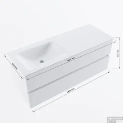 MONDIAZ VICA 120cm Badmeubel Onderkast Rust 2 Lades. Wastafel CLOUD Links Zonder Kraangat, Kleur Talc Met Spiegel LED. 15 MONDIAZ VICA 120cm Badmeubel Onderkast Rust 2 Lades. Wastafel CLOUD Links Zonder Kraangat, Kleur Talc Met Spiegel LED. -Zalig Baden Verkoopwinkel vicadluxe120cmleftmaattekening 8151264472471 1