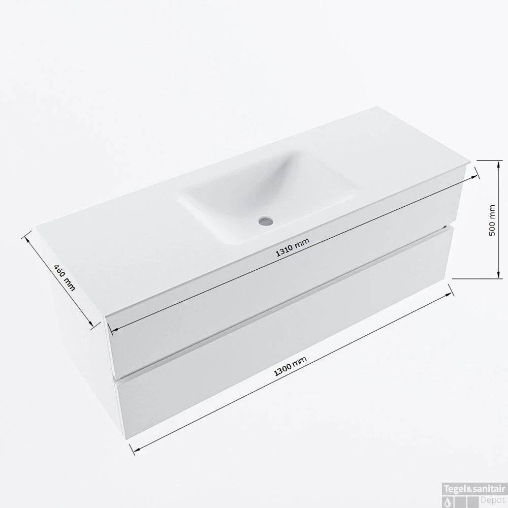 MONDIAZ VICA-DLUX 130cm Badmeubel Onderkast Oro 2 Lades. Inbouw Wastafel CLOUD Midden 1 Kraangat, Kleur Lava, En Spiegel Model SPOT 8 MONDIAZ VICA-DLUX 130cm Badmeubel Onderkast Oro 2 Lades. Inbouw Wastafel CLOUD Midden 1 Kraangat, Kleur Lava, En Spiegel Model SPOT - Afbeelding 8