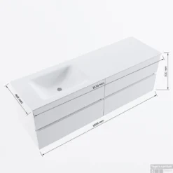 MONDIAZ VICA-DLUX 150cm Badmeubel Onderkast Smoke 4 Lades. Inbouw Wastafel CLOUD Links 1 Kraangat, Kleur Ostra, En Spiegel Model SPOT 17 MONDIAZ VICA-DLUX 150cm Badmeubel Onderkast Smoke 4 Lades. Inbouw Wastafel CLOUD Links 1 Kraangat, Kleur Ostra, En Spiegel Model SPOT -Zalig Baden Verkoopwinkel vicadluxe150cm4leftmaattekening 8151264475379 1