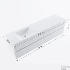 MONDIAZ VICA 180cm Badmeubel Onderkast Oro 4 Lades. Wastafel CLOUD Links Zonder Kraangat, Kleur Talc. -Zalig Baden Verkoopwinkel vicadluxe180cm4leftmaattekening 11276264471913