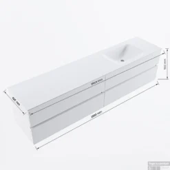 MONDIAZ VICA-DLUX 200cm Badmeubel Onderkast Plata 4 Lades. Inbouw Wastafel CLOUD Rechts Zonder Kraangat, Kleur Glace. 13 MONDIAZ VICA-DLUX 200cm Badmeubel Onderkast Plata 4 Lades. Inbouw Wastafel CLOUD Rechts Zonder Kraangat, Kleur Glace. -Zalig Baden Verkoopwinkel vicadluxe200cm4rightmaattekening 8151264475627