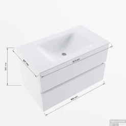 MONDIAZ VICA-DLUX 80cm Badmeubel Onderkast Cale 2 Lades. Inbouw Wastafel CLOUD Midden Zonder Kraangat, Kleur Frappe. -Zalig Baden Verkoopwinkel vicadluxe80cmcentermaattekening 8151264472010 5