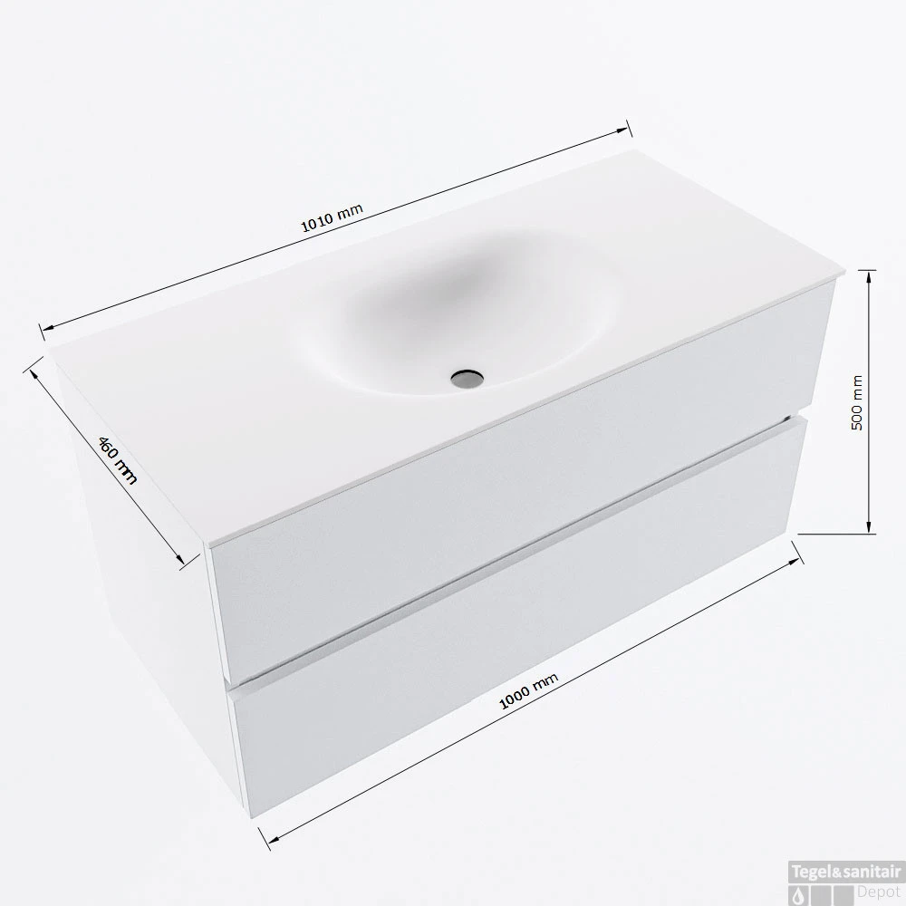 MONDIAZ VICA 100cm Badmeubel Onderkast Underlayment 2 Lades. Wastafel Moon Midden 1 Kraangat, Kleur Talc Met Spiegel LED. 8 MONDIAZ VICA 100cm Badmeubel Onderkast Underlayment 2 Lades. Wastafel Moon Midden 1 Kraangat, Kleur Talc Met Spiegel LED. - Afbeelding 8