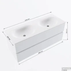 MONDIAZ VICA 120cm Badmeubel Onderkast Urban 2 Lades. Wastafel MOON Dubbel Zonder Kraangat, Kleur Talc. -Zalig Baden Verkoopwinkel vicamoon120dubbel2maattekening 12526264451566 3