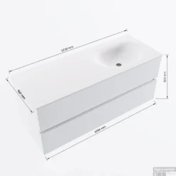 MONDIAZ VICA 120cm Badmeubel Onderkast Army 2 Lades. Wastafel MOON Rechts Zonder Kraangat, Kleur Talc. -Zalig Baden Verkoopwinkel vicamoon120rechts2maattekening 12526264451512 1