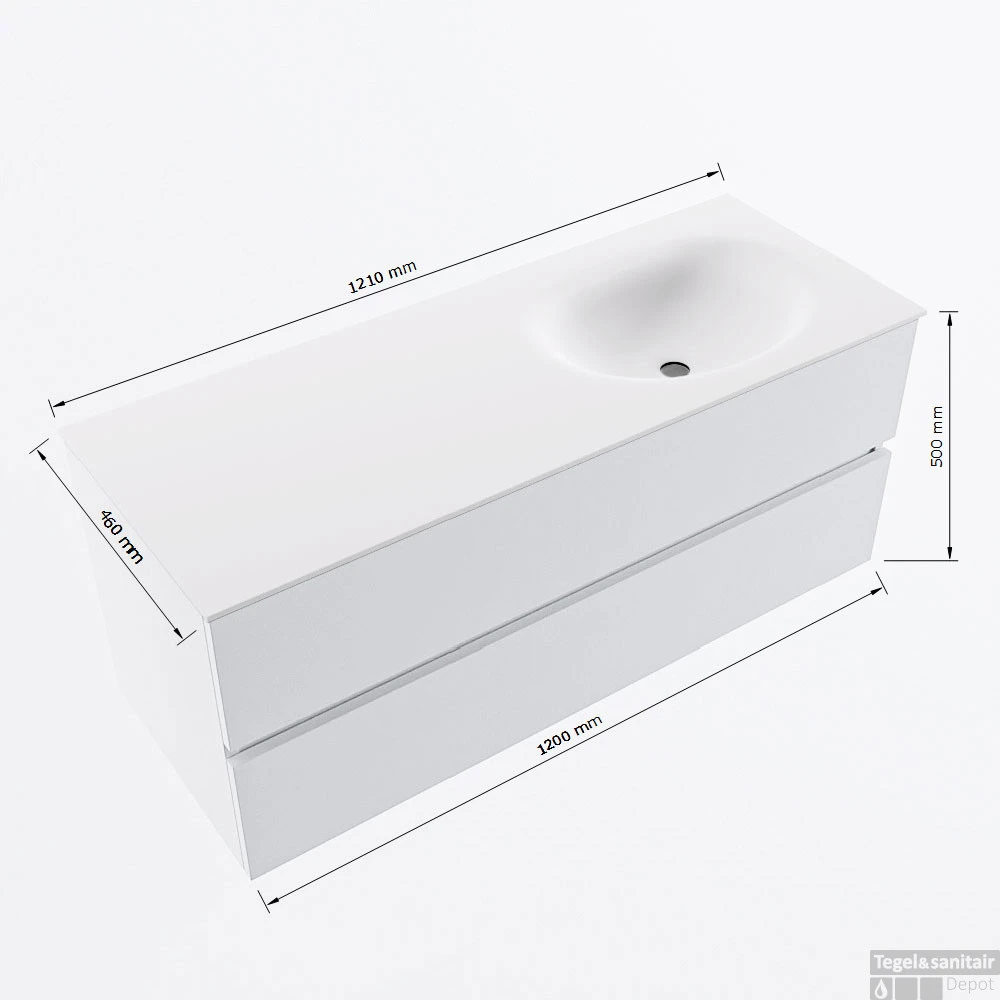 MONDIAZ VICA 120cm Badmeubel Onderkast Smag 2 Lades. Wastafel Moon Rechts 1 Kraangat, Kleur Talc Met Spiegel LED. 8 MONDIAZ VICA 120cm Badmeubel Onderkast Smag 2 Lades. Wastafel Moon Rechts 1 Kraangat, Kleur Talc Met Spiegel LED. - Afbeelding 8