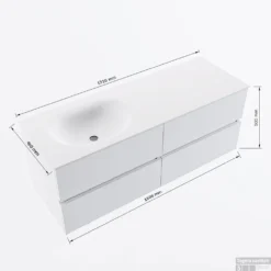 MONDIAZ VICA 130cm Badmeubel Onderkast Cale 4 Lades. Wastafel Moon Links Zonder Kraangat, Kleur Talc Met Spiegel LED. 15 MONDIAZ VICA 130cm Badmeubel Onderkast Cale 4 Lades. Wastafel Moon Links Zonder Kraangat, Kleur Talc Met Spiegel LED. -Zalig Baden Verkoopwinkel vicamoon130links4maattekening 12526264451770 2