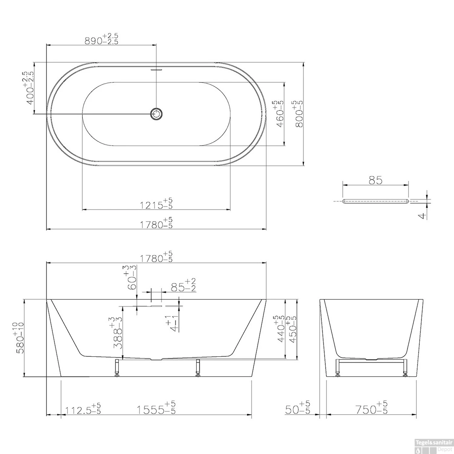 Vrijstaand Acryl Ligbad Libero 178 X 80 Cm Mat Wit 5 Vrijstaand Acryl Ligbad Libero 178 X 80 Cm Mat Wit - Afbeelding 5