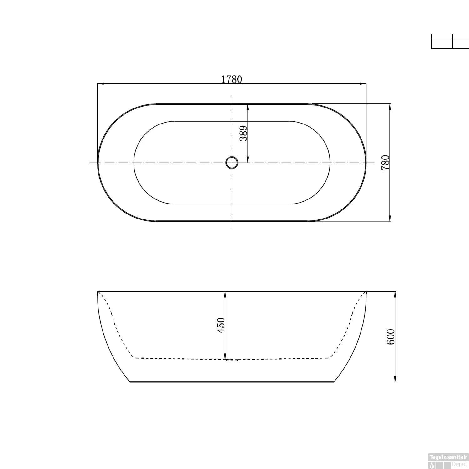 Vrijstaand Bad Best Design Friday Bicolor 178x78x60 Cm Geel / Wit - Afbeelding 2
