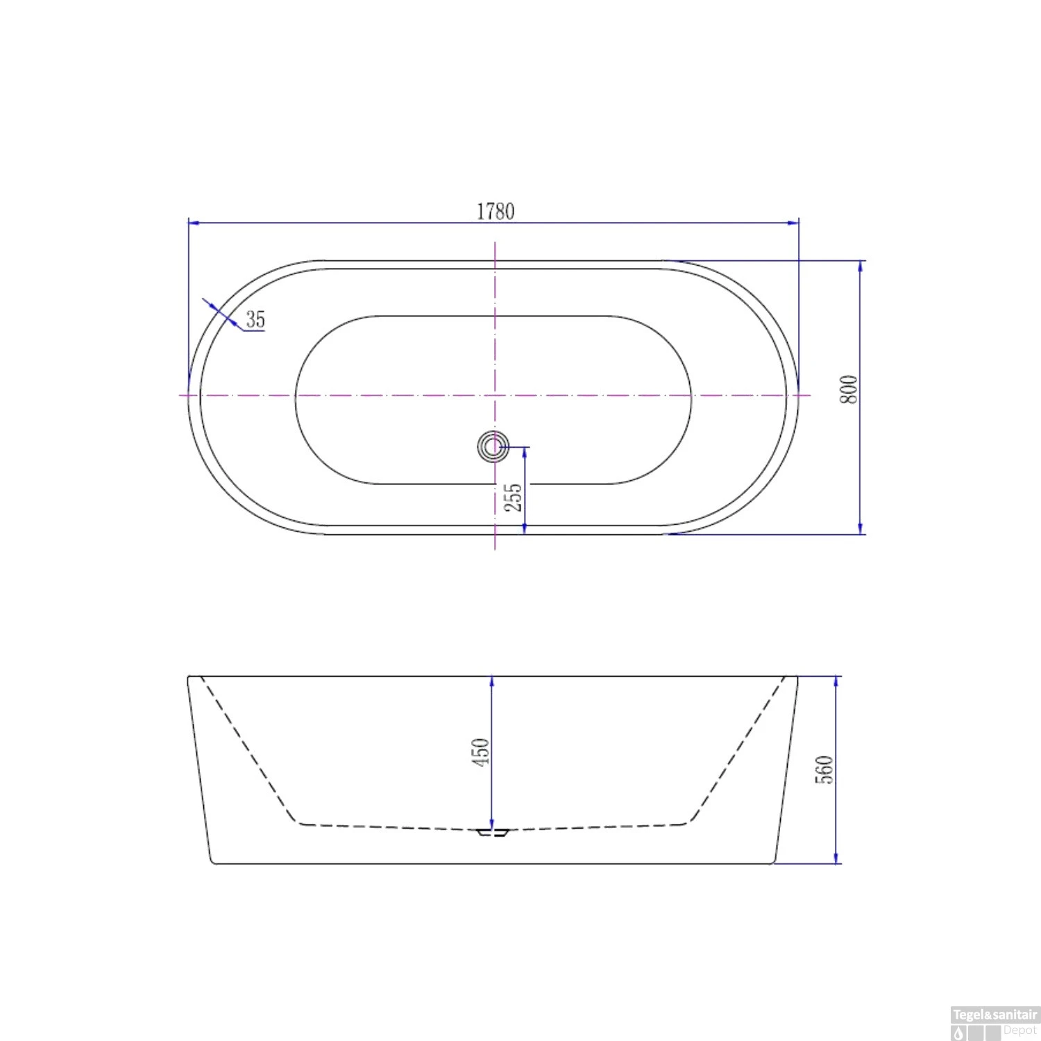 Vrijstaand Bad Best Design Becoma Acryl 178x80x55cm Mat Wit 2 Vrijstaand Bad Best Design Becoma Acryl 178x80x55cm Mat Wit - Afbeelding 2