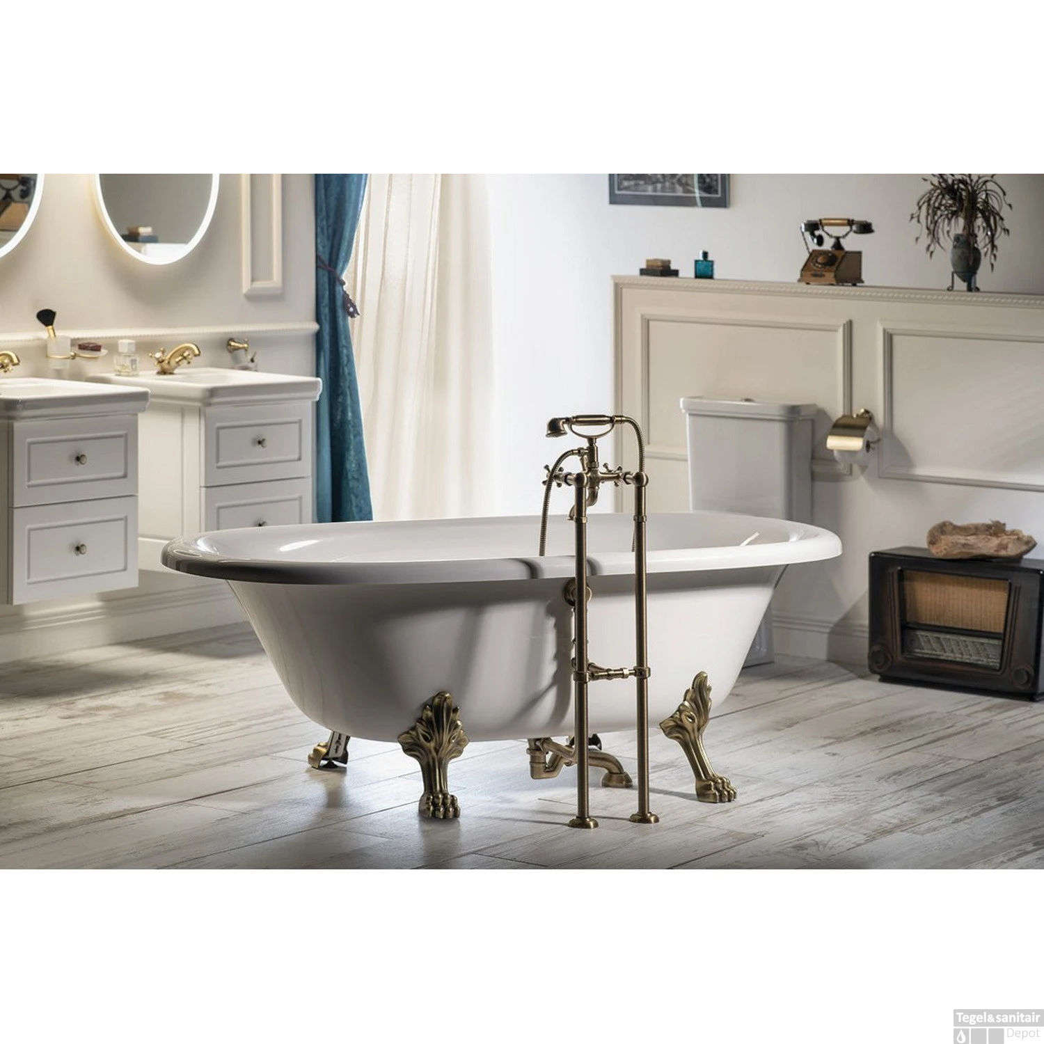 Vrijstaand Bad Sapho Regata 175x85x61 Cm Wit Met Leeuwenpoten Brons 2 Vrijstaand Bad Sapho Regata 175x85x61 Cm Wit Met Leeuwenpoten Brons - Afbeelding 2