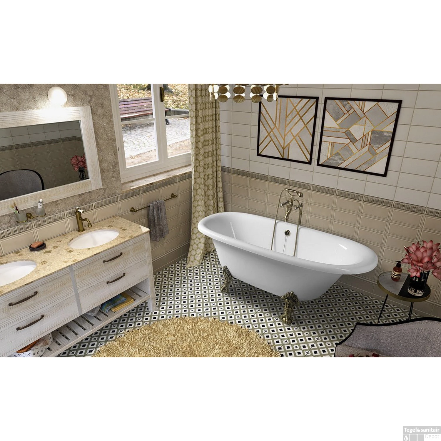 Vrijstaand Bad Sapho Regata 175x85x61 Cm Wit Met Leeuwenpoten Brons 3 Vrijstaand Bad Sapho Regata 175x85x61 Cm Wit Met Leeuwenpoten Brons - Afbeelding 3