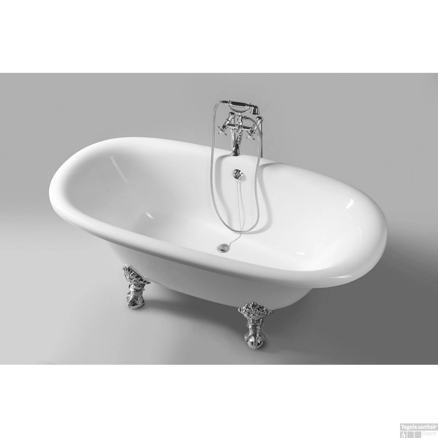 Vrijstaand Bad Sapho Regata 175x85x61 Cm Wit Met Leeuwenpoten Chroom 2 Vrijstaand Bad Sapho Regata 175x85x61 Cm Wit Met Leeuwenpoten Chroom - Afbeelding 2